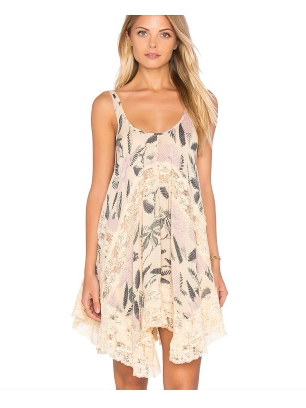 Free People She Swings Slip Dress in Neutral Combo size small